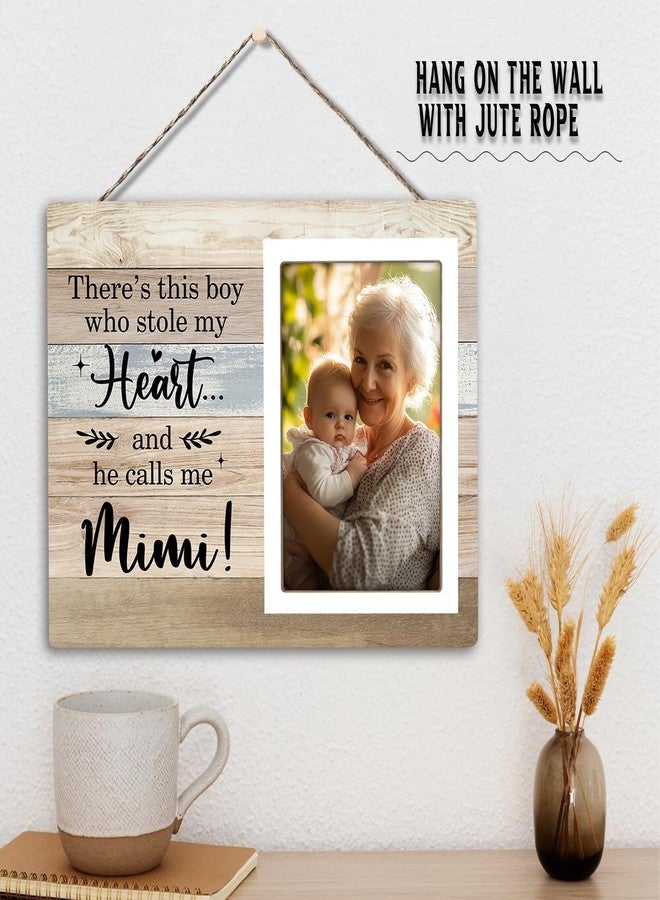 KLYTINK Mimi Gifts Picture Frame, Grandma Photo Frame, Pregnancy Announcement Gifts, Birthday Christmas Gift for Grandma from Grandson, There's This Boy Who Stole My Heart (Mimi, 4 x 6 Photo) - Image 3